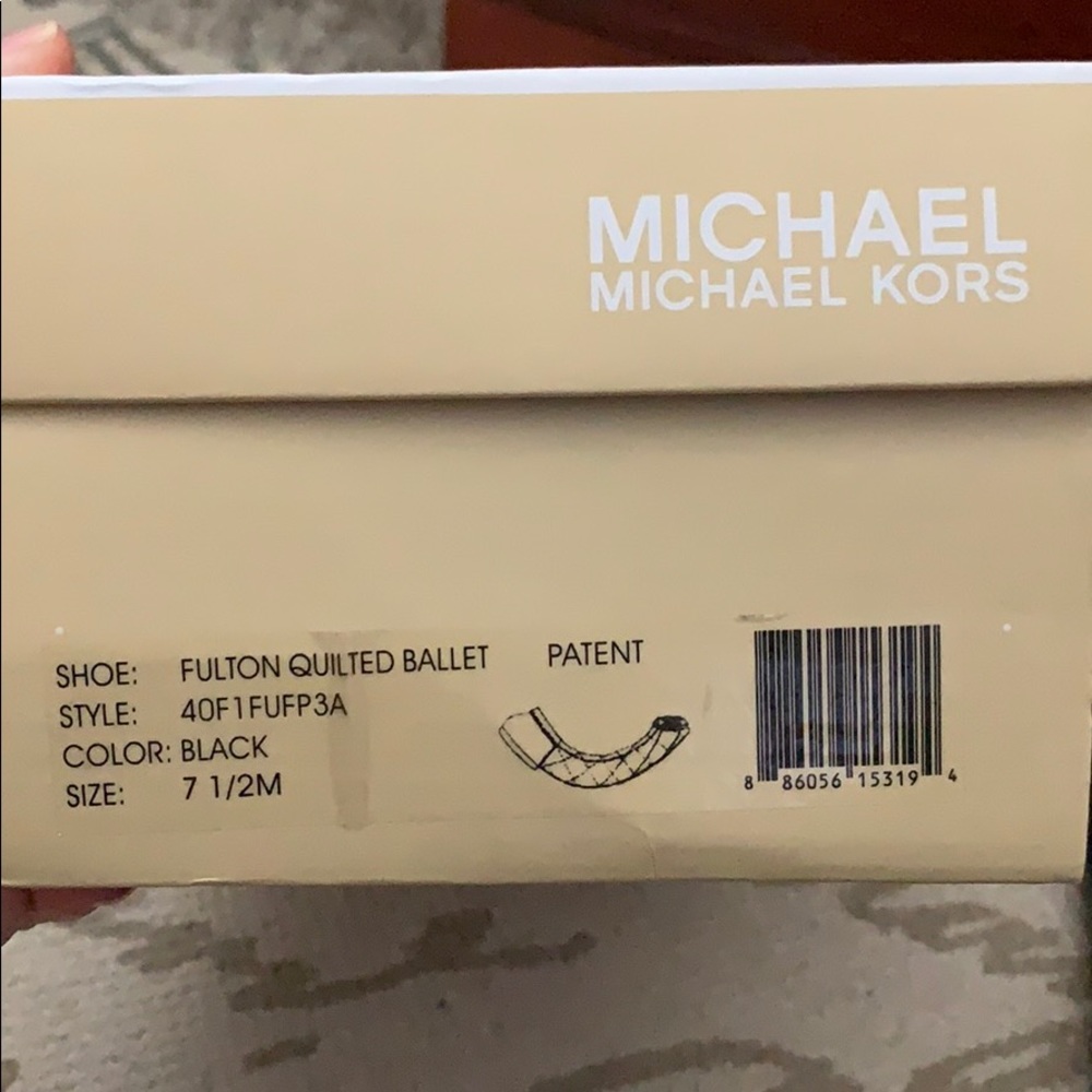 Michael Kors Fulton quilted patent ballet black